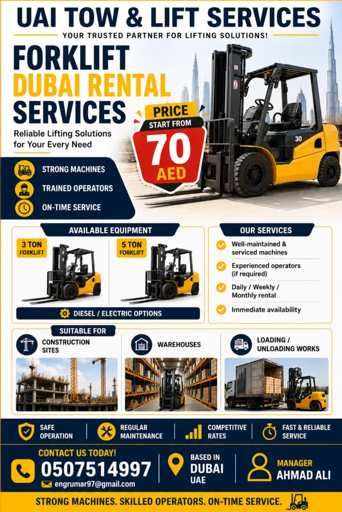 Warehouse Forklift Rental Dubai